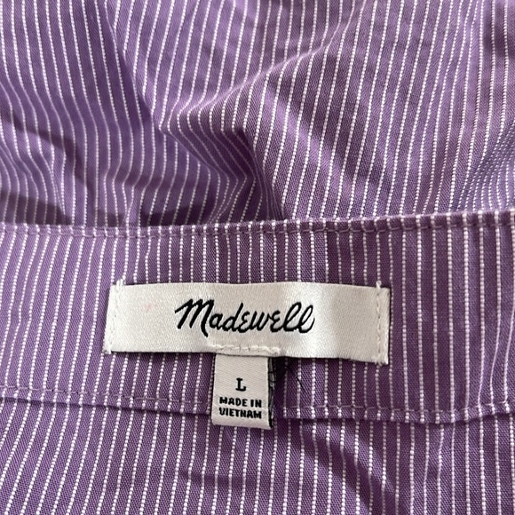 MADEWELL Square Neck Top in Purple & White Stripped Box Blouse Size Large - Picture 8 of 10